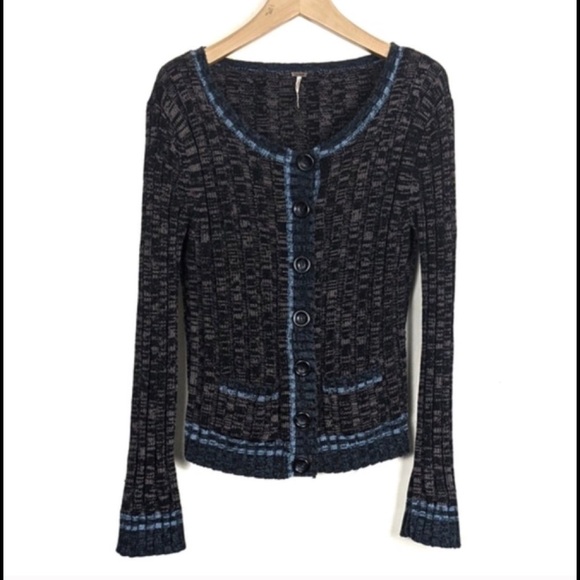 Free people ribbed button cardigan size large - Picture 1 of 4